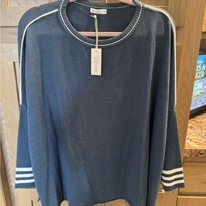 Mersea Blue Sweater with White Stripes